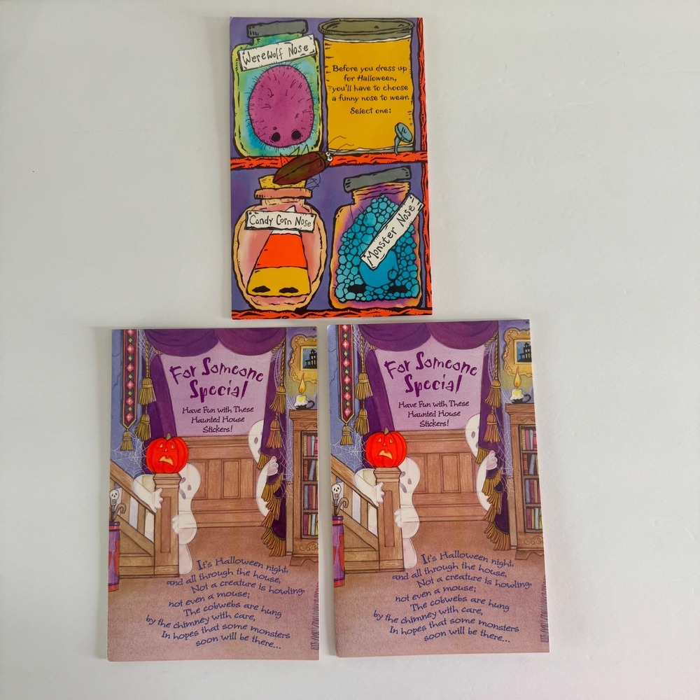 American Greetings Vintage Halloween Card Lot Haunted House Stickers Punch Out